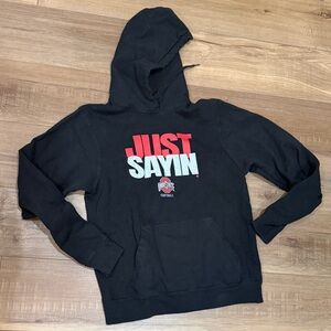 Black "Just Sayin" Ohio State Football Graphic Hoodie